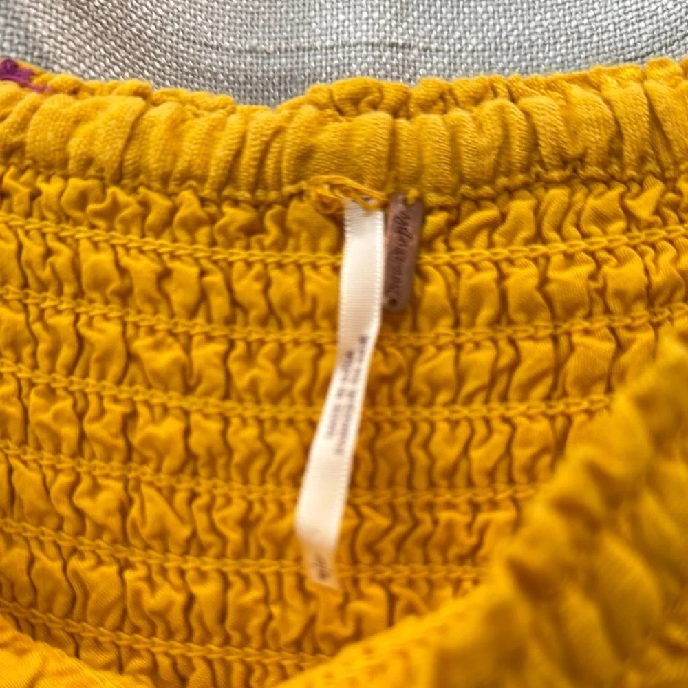 Free People Yellow Bell Sleeve Off Shoulder Mini Dress Womens Size Small - Picture 4 of 10